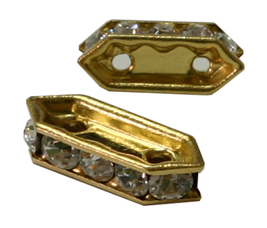 777 10mm Crystal 2 Hole Gold Plated Bar PQ 6